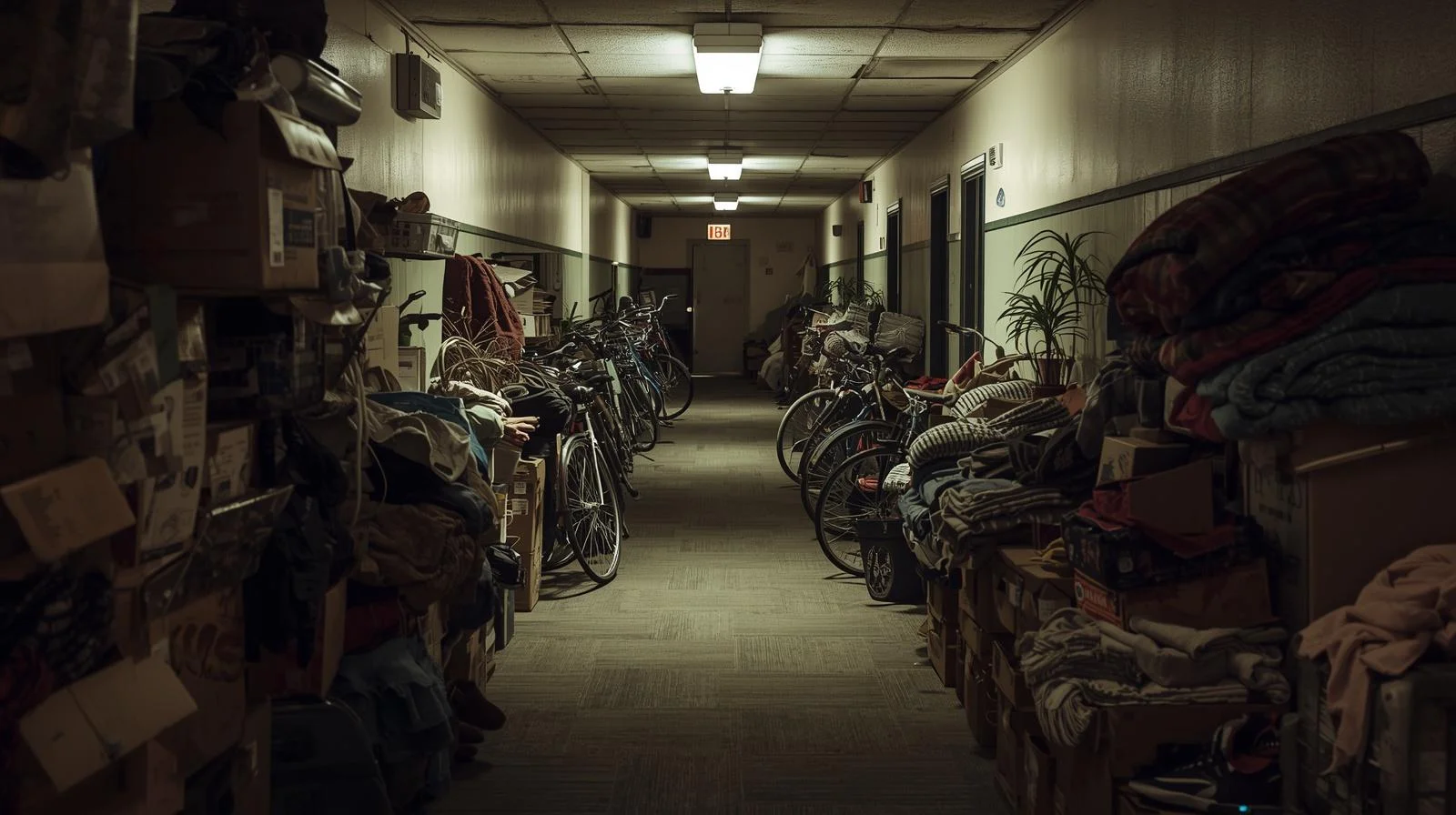 Pasillo comunitario ocupado