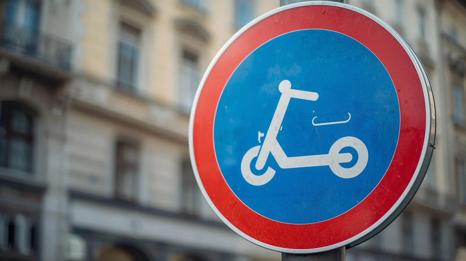 Normativa DGT para patinetes eléctricos y vehículos personales ligeros en España Señal de tráfico indicando zona de circulación permitida para patinetes eléctricos en ciudad