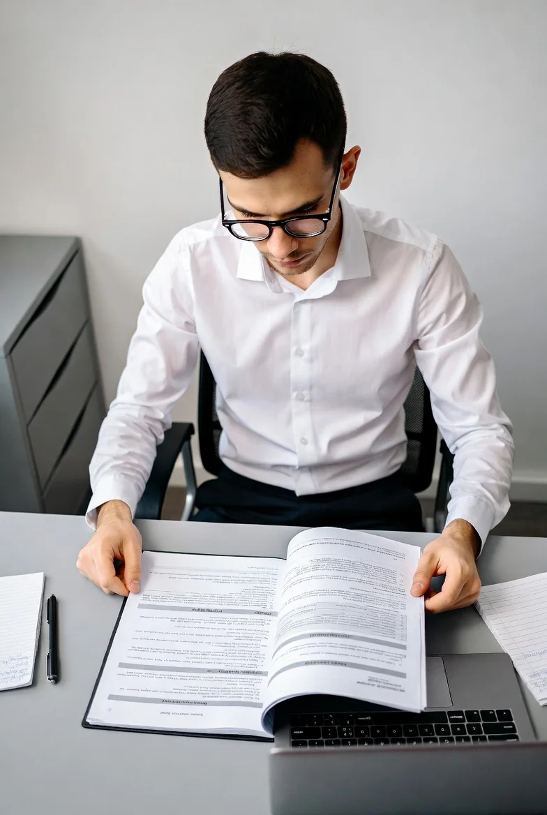 Asesor de seguros revisando las coberturas de un seguro de hogar que incluye responsabilidad civil y daños en cristales