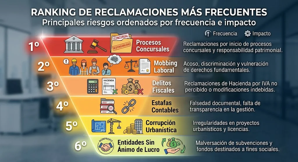 Ranking de reclamaciones más frecuentes en seguros D&O — JLA Asociados